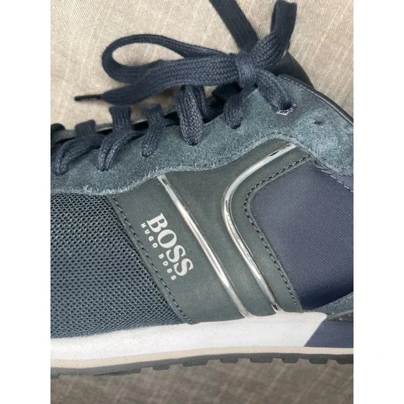 Hugo Boss Parkour Navy Blue Suede Mesh Sneakers Mens 43 50433661 - Picture 12 of 12